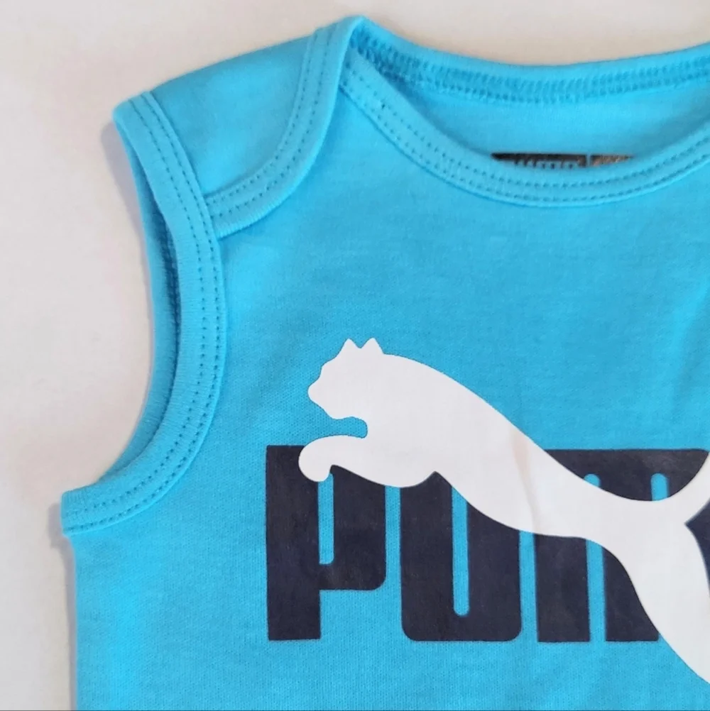 Puma Baby Boys Bodysuit Short Sleeves 3-6 Months Shorts Beanie Bib 5-piece Set